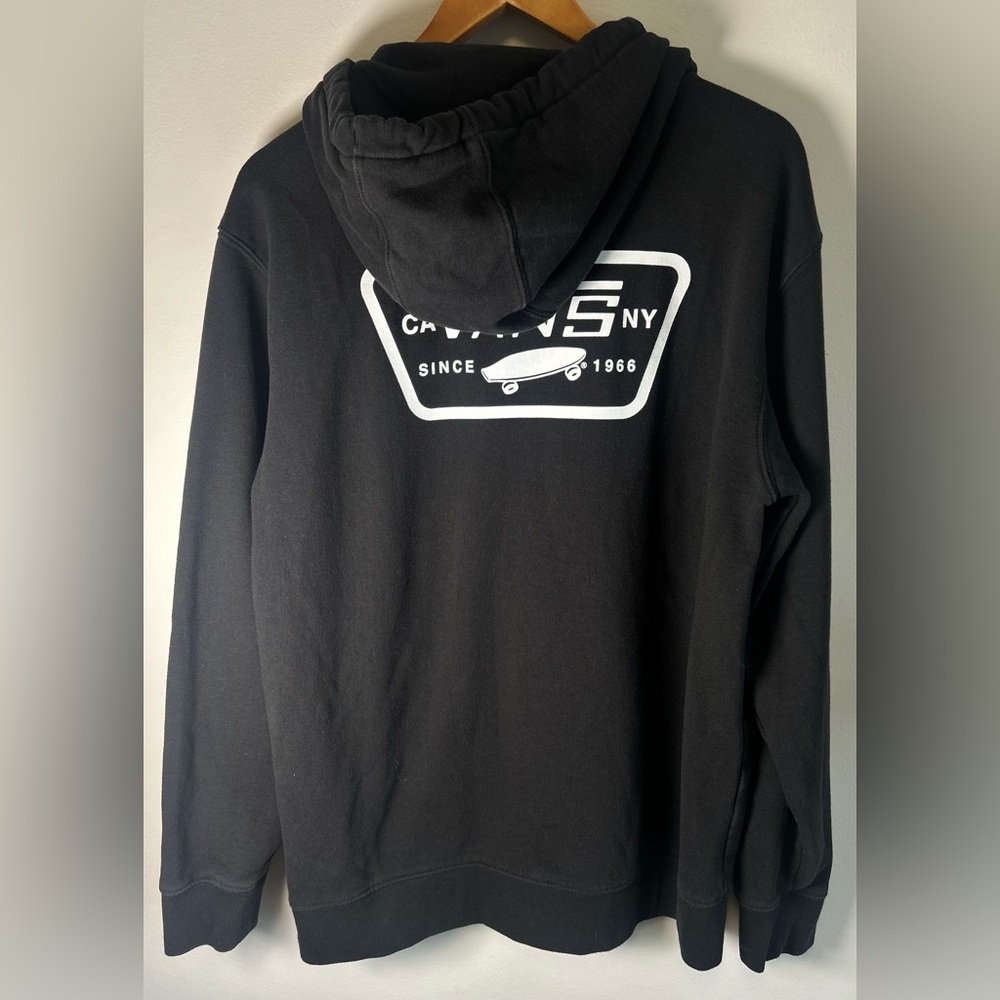 VANS Off the Wall Mens Pullover Hoodie Front & Back Logo Pocket Size M Black EUC
